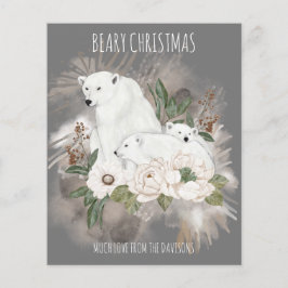 Beary Noël Nom de famille Gris Polaire Carte d'our