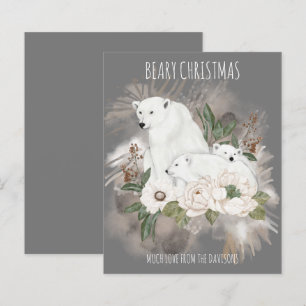 Beary Noël Nom de famille Gris Polaire Carte d'our
