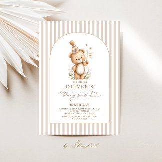 Beary Second Birthday Invitation Einladung