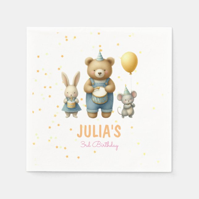 Beary Special Birthday Bash Serviette (Vorderseite)