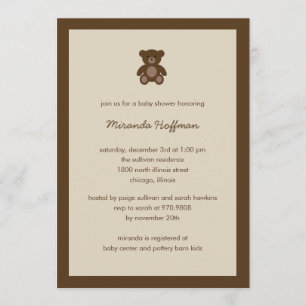 Béary Sweet Baby shower Invitation Genre neutre