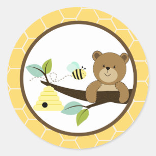 Beary Sweet Bear and Bie Umschlag Aufklebers 20 Runder Aufkleber