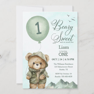Beary Sweet Einladung zum ersten Geburtstag |