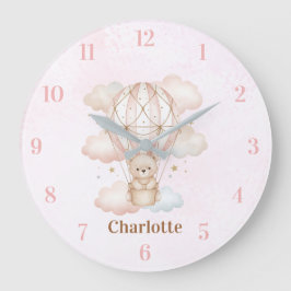 Beary Sweet Hot Air Balloon Baby Nursery Clock Große Wanduhr