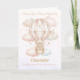 Beary Sweet Hot Air Balloon Birthday Greeting Card Einladung