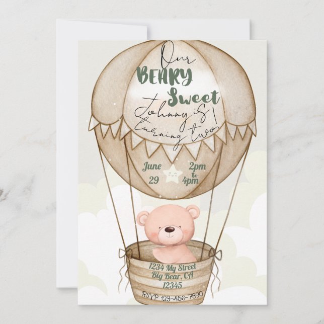 Beary Sweet Invitation d'anniversaire (Devant)