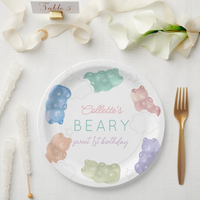 Beary Sweet Pastel Gummy Bear Geburtstag Pappteller (Hochzeit)
