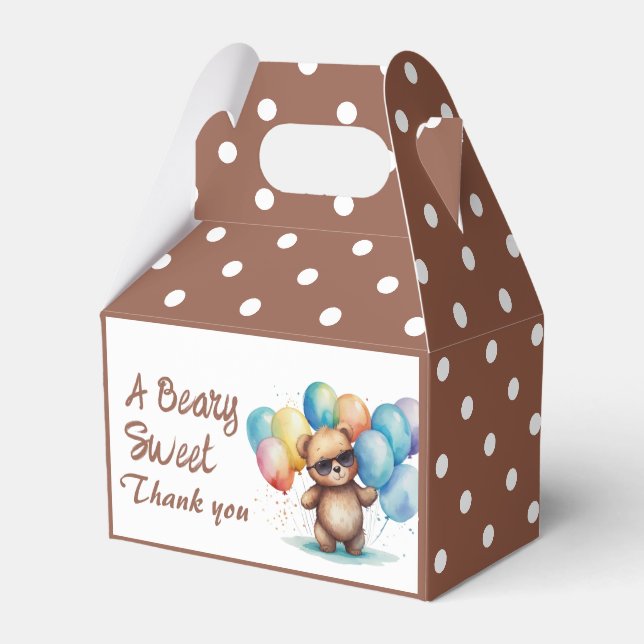 Beary Sweet Teddy Bär mit Brille und Ballon Geschenkschachtel (Vorderseite)