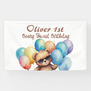 Beary Sweet Teddy mit Brille und Ballon Banner