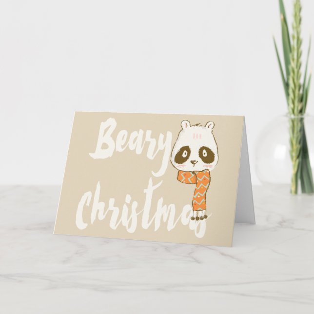 Beary Weihnachtspanda-Bärn-Gruß-Karte Karte (Vorderseite)