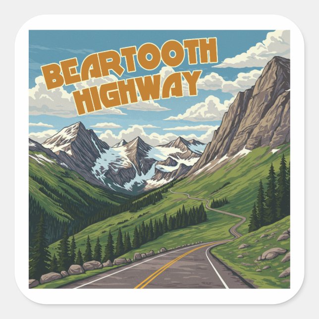 Bearzahnweg Montana Wandern Quadratischer Aufkleber (Vorderseite)