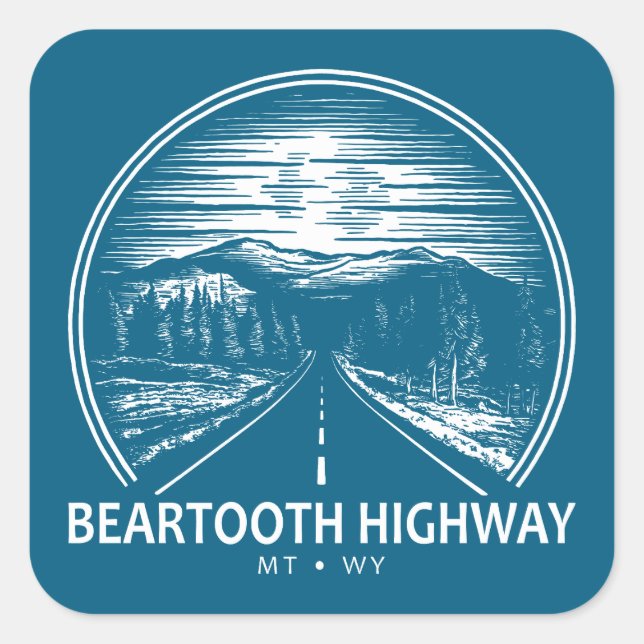 Bearzahnweg Montana Wyoming Forest Quadratischer Aufkleber (Vorderseite)