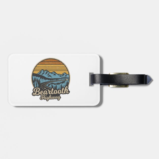 Bearzahnweg Montana Wyoming Retro Gepäckanhänger (Rückseite horizontal)