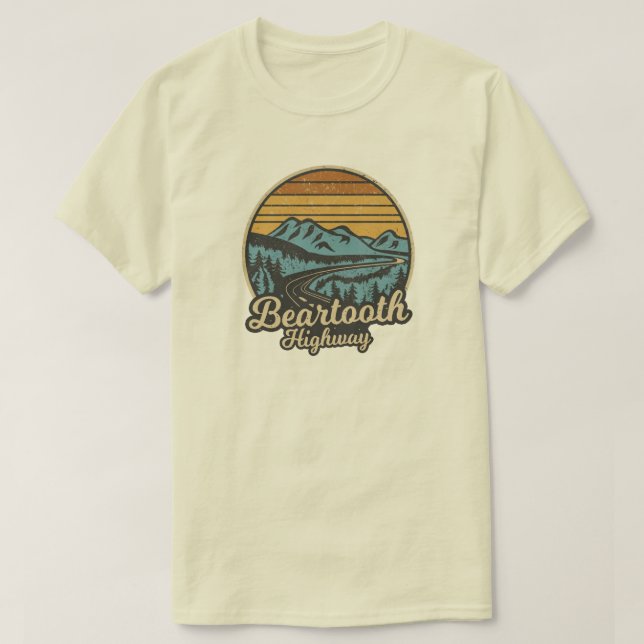 Bearzahnweg Montana Wyoming Retro T-Shirt (Design vorne)