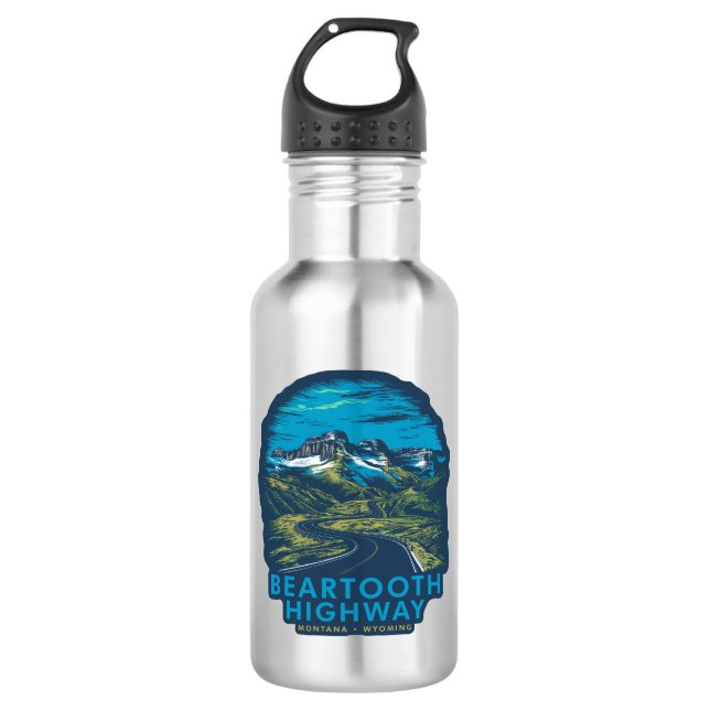 Bearzahnweg Montana Wyoming Vista Edelstahlflasche (Vorderseite)