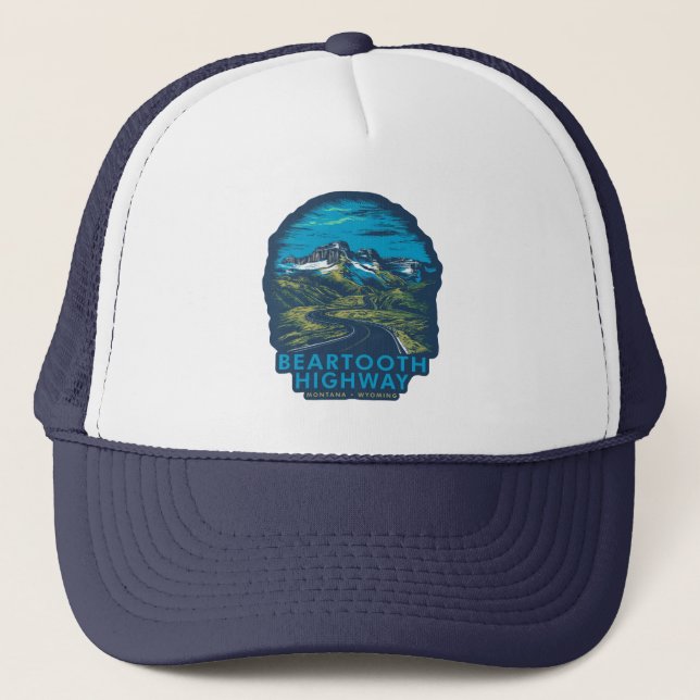 Bearzahnweg Montana Wyoming Vista Truckerkappe (Vorderseite)