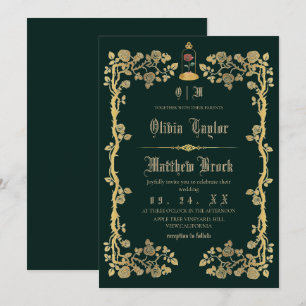 Beast & Beauty Smaragdgrüne Hochzeit Einladung