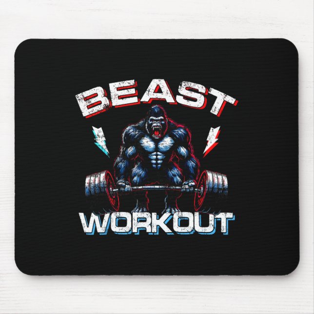 Beast Silverback Deadlift Gym Jokes Gorilla Workou Mousepad (Vorne)