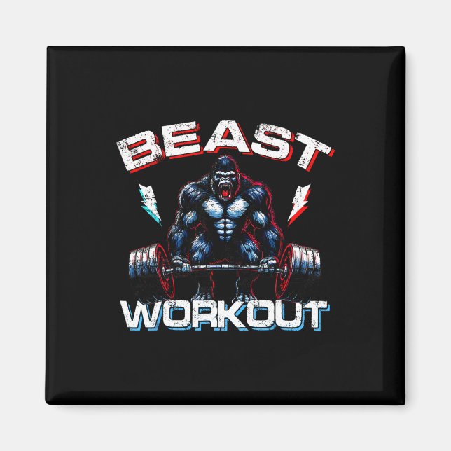 Beast Silverck Deadlift Gym Witze Gorilla Workout  Magnet (Vorne)