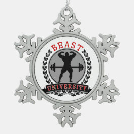 Beast Univ Bodybuilding Pewter Snowflake Ornament