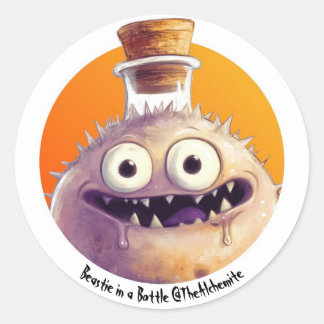 Beastie in einer Flasche Kleinaufkleber Runder Aufkleber
