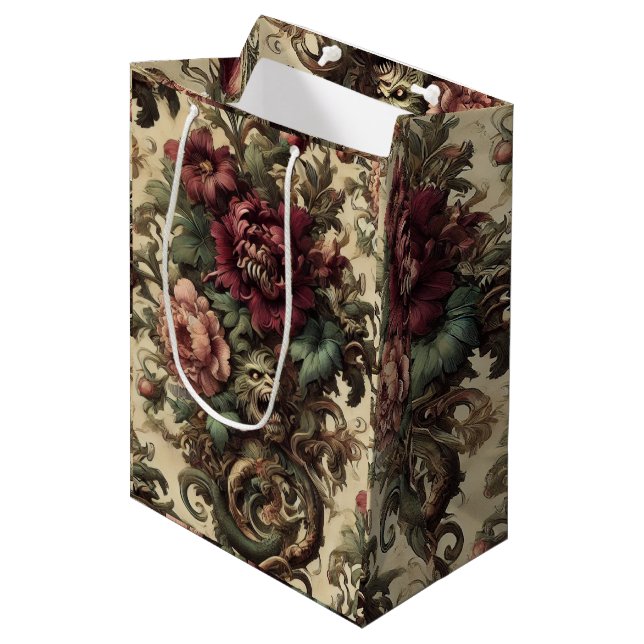 Beastly Bouquet - Gotisch Viktorianisch Mittlere Geschenktüte (Vorderseite Schrägansicht)