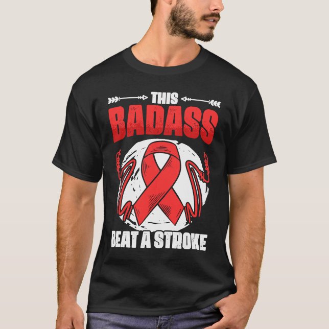 Beat A Stroke Survivor Red Ribbon Stroke Awareness T-Shirt (Vorderseite)