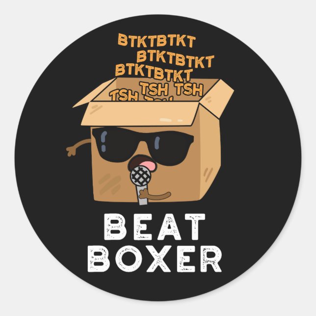 Beat Boxer Funny Beatboxer Box Puff Dark BG Runder Aufkleber (Vorderseite)