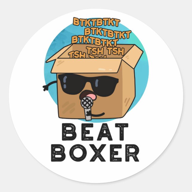 Beat Boxer Funny Beatboxer Box Puff Runder Aufkleber (Vorderseite)