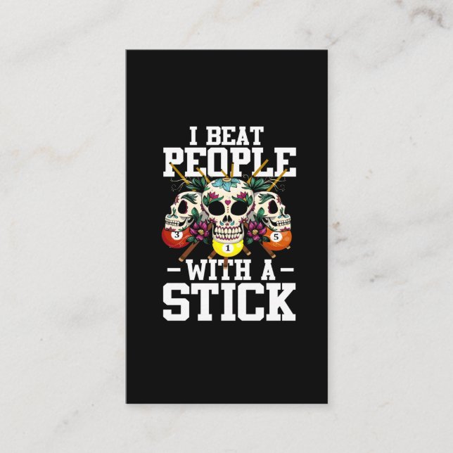 Beat people with stick 8 Ball Sugar Skull Billard Visitenkarte (Vorderseite)