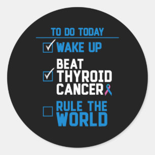 Beat Thyroid Cancer Rule The World Fusion Zitat Runder Aufkleber