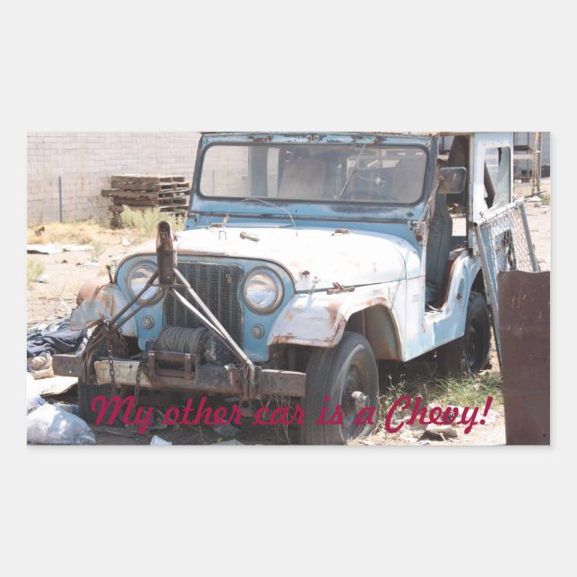 Beat up Blue Jeep Rechteckiger Aufkleber (Vorderseite)
