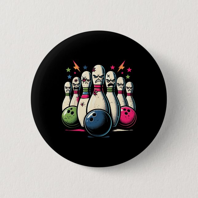 Beat Up Bowling Buttone Shirt Funny Bowling League Button (Vorderseite)
