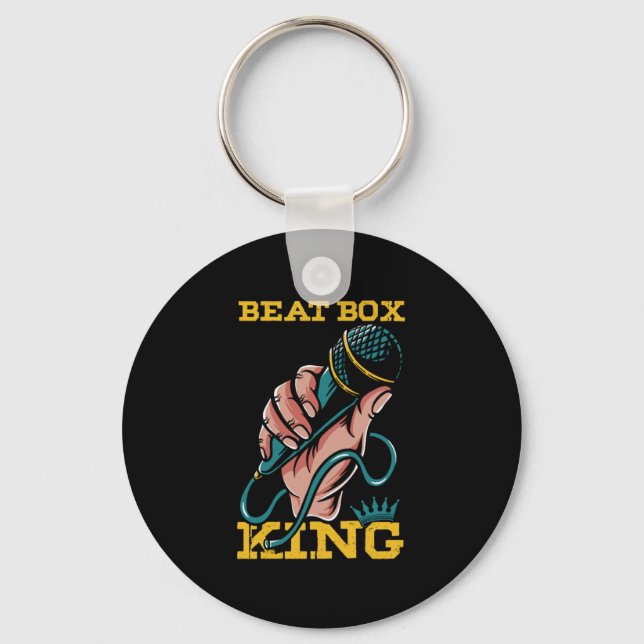 Beatbox King Microphone Rap Hiphop Beatboxer Gesch Schlüsselanhänger (Vorderseite)