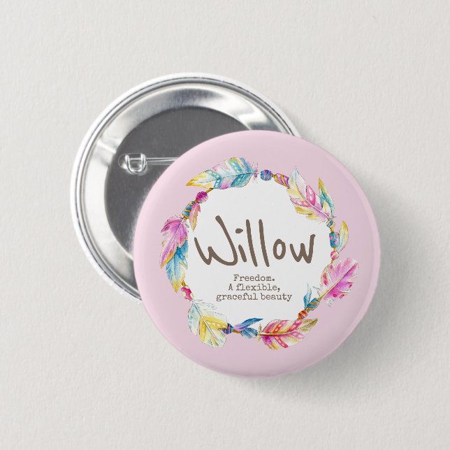 Beatenkraut Wasserfarbname bedeutet Weidenrosa Button (Vorne & Hinten)