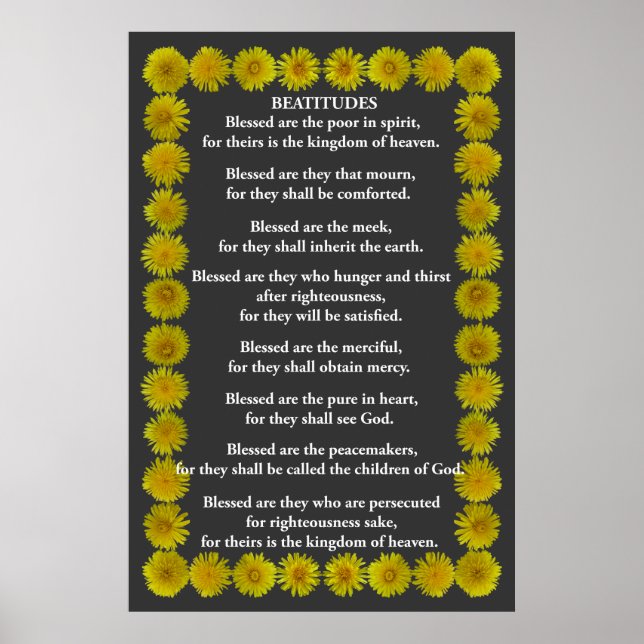 Beatitudes in einem Lüftungsrahmen Poster (Vorne)