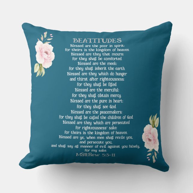 Beatitudes & Olive Branches Matthew 5:3-11 Wirbel  Kissen (Vorderseite)