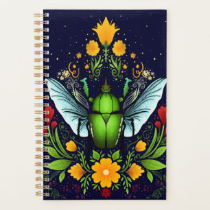 Beatle und Blume auf dunkelblau Planer