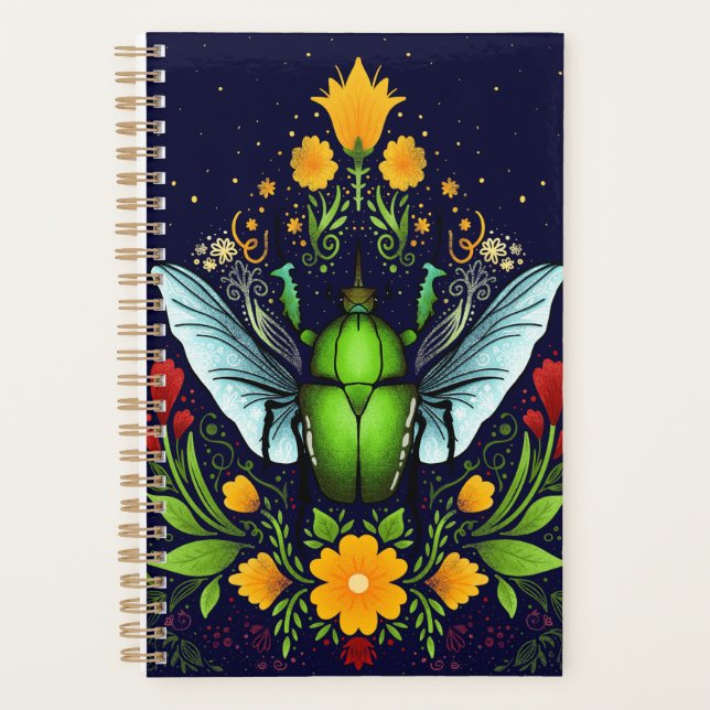 Beatle und Blume auf dunkelblau Planer (Vorderseite)