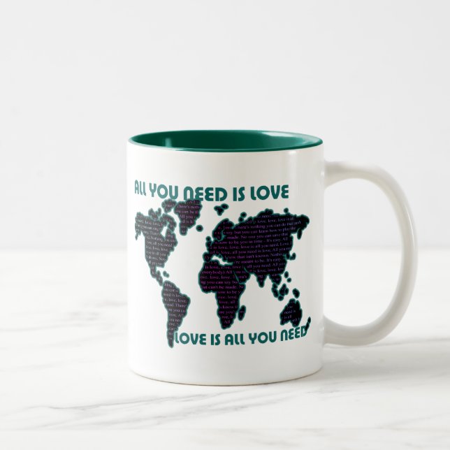 Beatles-alle Welt, die Sie benötigen, ist Liebe Zweifarbige Tasse (Rechts)