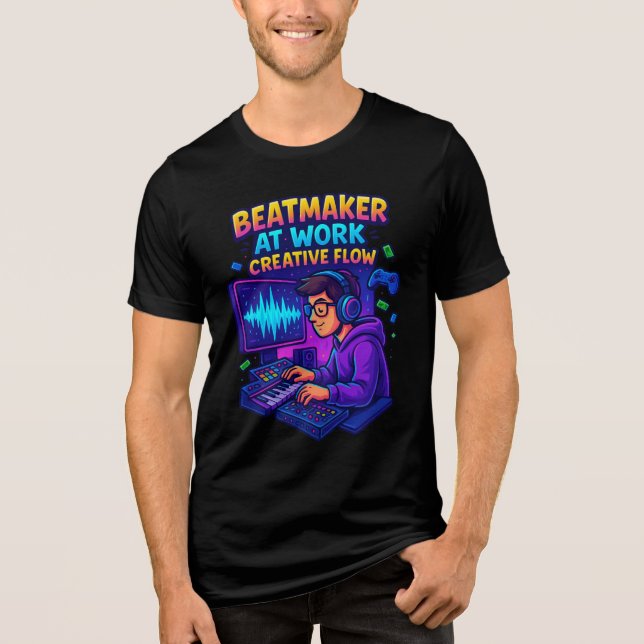 “Beatmaker at Work – Creative Flow T-Shirt” Tri-Blend Shirt (Vorderseite)