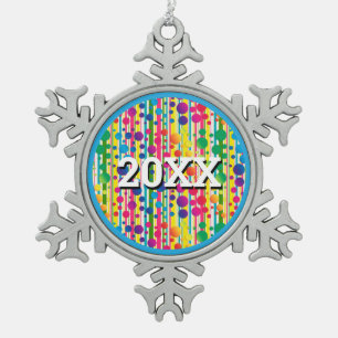 [Beatnik-Blasen] Retro-Polka-Dot gestrichen blau Schneeflocken Zinn-Ornament