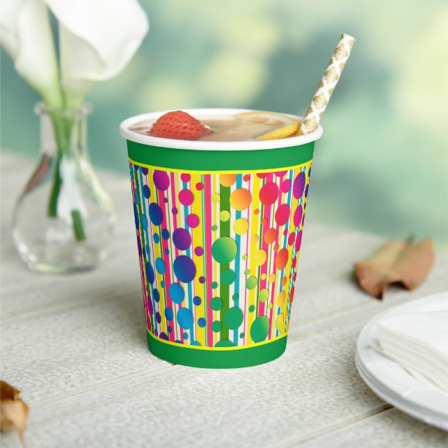 [Beatnik Bubbles] Retro Polka Dot Strip - Grün Pappbecher (In Situ)