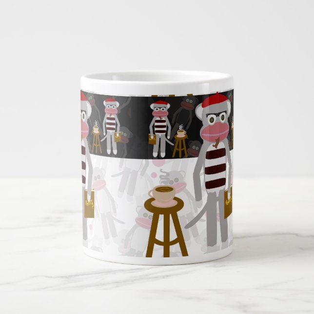 Beatnik Monkey Pattern Fun Character Cartoon Jumbo-Tasse (Vorderseite)