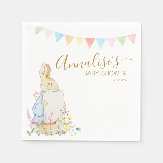 Beatrix Peter die Rabbit Woodland Baby Dusche Serviette (Vorderseite)