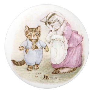 Beatrix Potter, bouton en céramique de chaton de