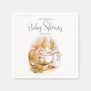 Beatrix Potter Bunny Pink Girl Babydusche Serviette