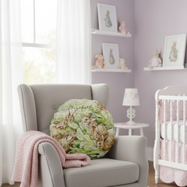 Beatrix Potter Geschichte der Flopsy Bunnies Rundes Kissen (Von Creator hochgeladen)