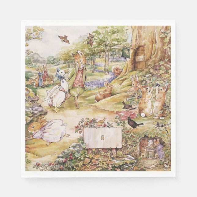 Beatrix Potter Niedlich Peter und Friends Serviette (Vorderseite)