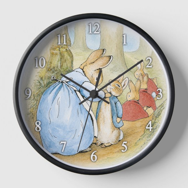 Beatrix Potter - Peter Hase Familie Uhr (Vorderseite)